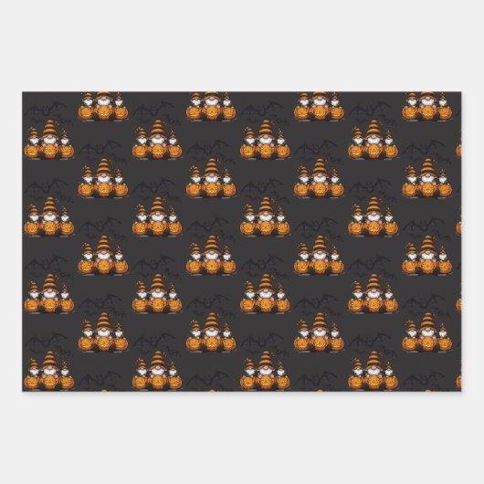 Halloween Gnome Wrapping Paper Flat Sheet Set of 3 (Voorkant 2)