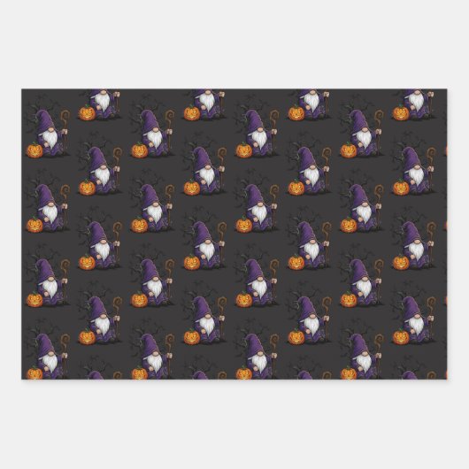 Halloween Gnome Wrapping Paper Flat Sheet Set of 3 (Voorkant 2)