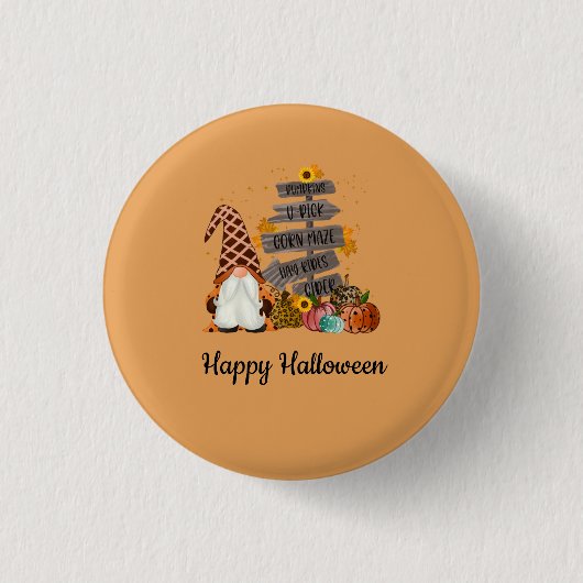 Halloween Gnomen, Herfst, pompoenen, Halloween Par Ronde Button 3,2 Cm (Voorkant)