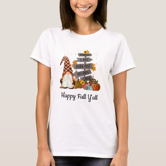 Halloween Gnomen, Herfst, Pumpkins Happy Herfst Y T-shirt (Voorkant)