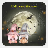 Halloween Gnomes Full Moon Familie Vierkante Sticker (Voorkant)