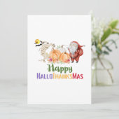 Halloween Gnomes Happy HalloBedanktMas Thanksgivin Kaart (Staand voorkant)
