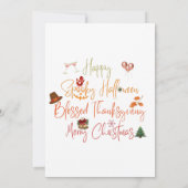 Halloween Gnomes Happy HalloBedanktMas Thanksgivin Kaart (Achterkant)