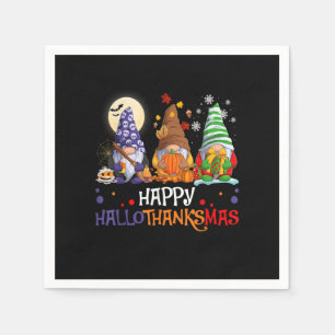 Halloween Gnomes Happy HalloBedanktMas Thanksgivin Servet