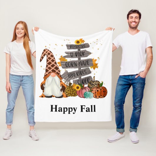 Halloween Gnomes, Happy Herfst, Pumpkins, Hayrides Fleece Deken (In situ)