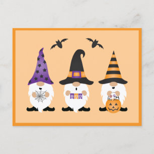 Halloween Gnomes Paars Sinaasappel Briefkaart