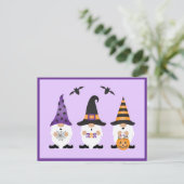 Halloween Gnomes Paars Sinaasappel Briefkaart (Staand voorkant)