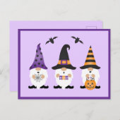 Halloween Gnomes Paars Sinaasappel Briefkaart (Voorkant / Achterkant)