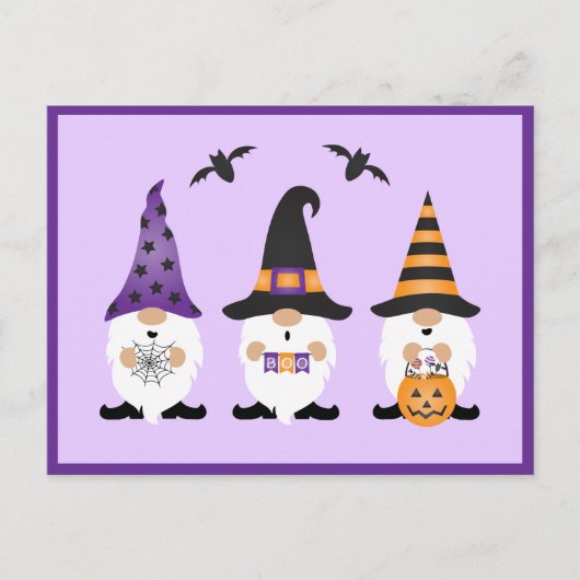 Halloween Gnomes Paars Sinaasappel Briefkaart (Voorkant)