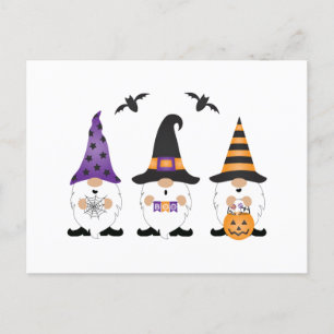 Halloween Gnomes Paars Sinaasappel Briefkaart