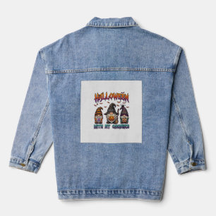 Halloween Gnomies Drie Gnomes Heksenhoed Pompoen_1 Denim Jacket