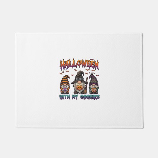 Halloween Gnomies Drie Gnomes Heksenhoed Pompoen_1 Deurmat (Voorkant)