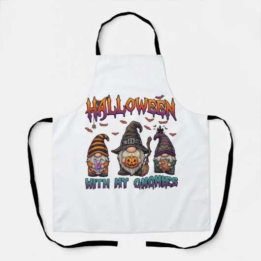 Halloween Gnomies Drie Gnomes Heksenhoed Pompoen_1 Schort (Voorkant)