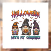 Halloween Gnomies Drie Kabouters Heksenhoed Pompoe Raamsticker (Vel 2)