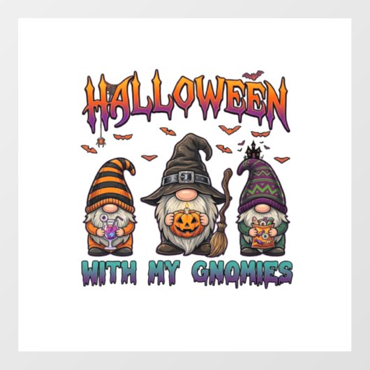 Halloween Gnomies Drie Kabouters Heksenhoed Pompoe Raamsticker (Vel)