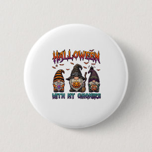 Halloween Gnomies Drie Kabouters Heksenhoed Pompoe Ronde Button 5,7 Cm