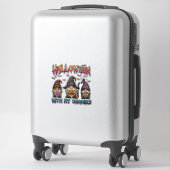 Halloween Gnomies Drie Kabouters Heksenhoed Pompoe Sticker (Koffer)