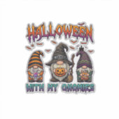 Halloween Gnomies Drie Kabouters Heksenhoed Pompoe Sticker (Voorkant)