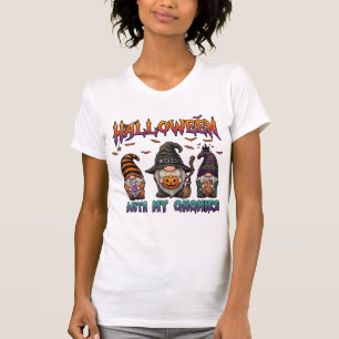 Halloween Gnomies Drie Kabouters Heksenhoed Pompoe T-shirt
