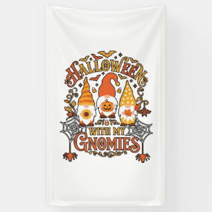 Halloween Gnomies Pompoen Spinnenweb Vleermuizen_1 Spandoek