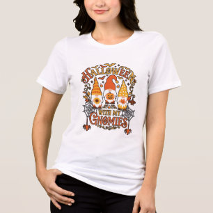 Halloween Gnomies Pompoen Spinnenweb Vleermuizen_1 Tri-Blend Shirt