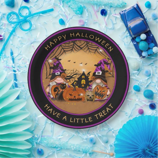 Halloween Gnones Pumpkins Spiderweb Haunted House Papieren Bordje (Feest)