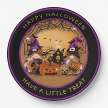 Halloween Gnones Pumpkins Spiderweb Haunted House