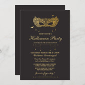 Halloween Gold Black Mask Masquerade Party Uitnodi Kaart (Voorkant / Achterkant)