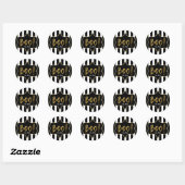 Halloween Gold BOO Zwart & Wit Gestreepte Sticker (Vel)