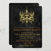 Halloween Gold Chandelier Uitnodiging (Voorkant / Achterkant)