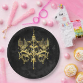 Halloween Gold Faux-Glitter kroonluchter Papieren Bordje (Feest)