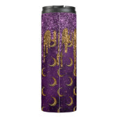 Halloween Gold Moon Paarse Glitter Drip Tumbler Thermosbeker (Achterkant)
