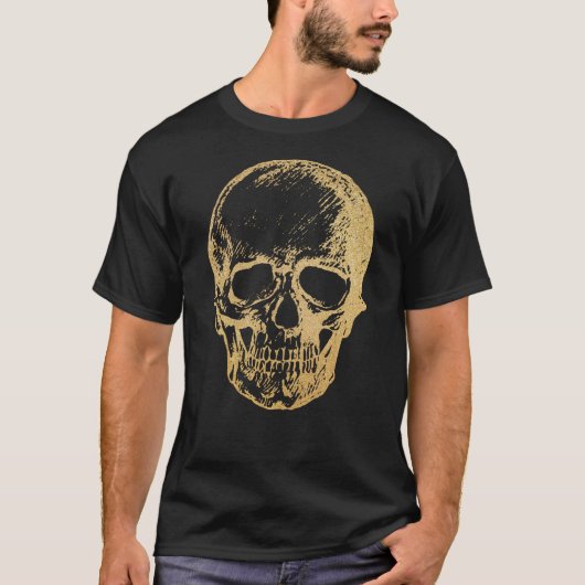 Halloween Gold Skull | T-shirt | MANNEN (Voorkant)