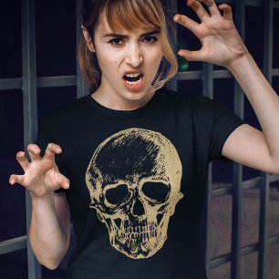 Halloween Gold Skull   T-shirt   Vrouwen