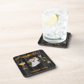 Halloween Gold Skulls & Champagne & Foto Bier Onderzetter (Rechterzijde)