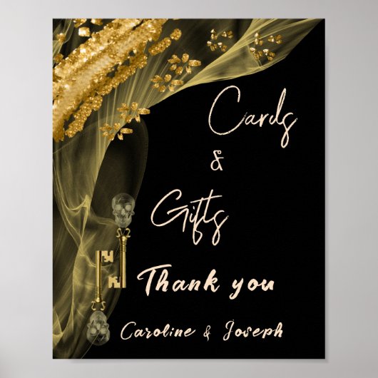 Halloween Gold Skulls, Glitter Kaarten Gifts Poster (Voorkant)