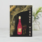 Halloween Gold Skulls Shower Wine & QR Code Kaart (Staand voorkant)