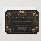Halloween Golden Elegance Skeletons Wedding Invit Kaart (Achterkant)