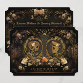 Halloween Golden Elegance Skeletons Wedding Invit Kaart (Voorkant / Achterkant)