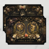 Halloween Golden Elegance Skeletons Wedding Invita Kaart (Voorkant / Achterkant)