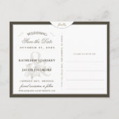 Halloween Golden Elegant Skeletons Save Date Postc Briefkaart (Achterkant)