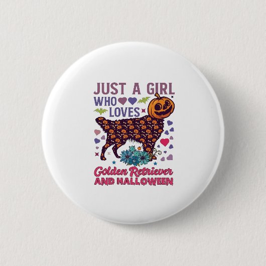 Halloween Golden Retriever_1 Ronde Button 5,7 Cm (Voorkant)