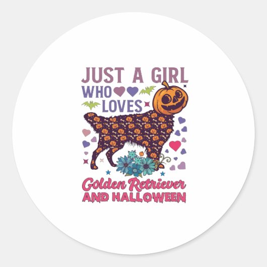 Halloween Golden Retriever_1 Ronde Sticker (Voorkant)