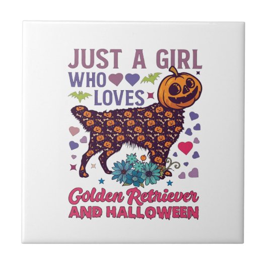 Halloween Golden Retriever_1 Tegeltje (Voorkant)