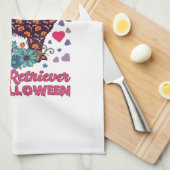 Halloween Golden Retriever_1 Theedoek (Quarter Fold)