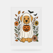 Halloween Golden Retriever Bloemen Acryl Bord (Voorkant)