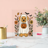 Halloween Golden Retriever Bloemen Acryl Bord (Huwelijk)