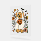 Halloween Golden Retriever Bloemen Acryl Bord (Hoek)
