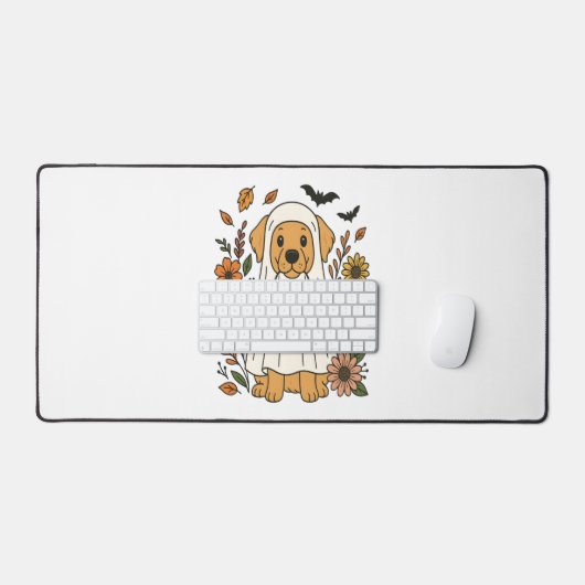 Halloween Golden Retriever Bloemen Bureaumat (Keyboard & Muis)