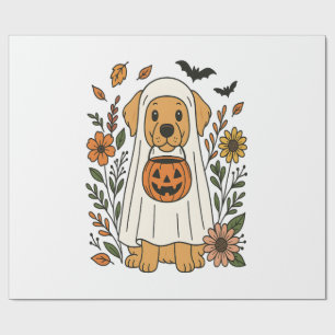 Halloween Golden Retriever Bloemen Cadeaupapier